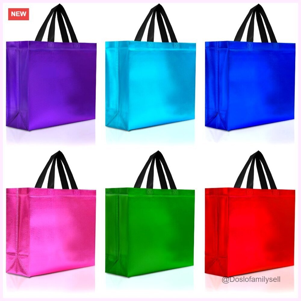 Reusable Polypropylene Gift Bags with Handles - Set of 12 Large Size
